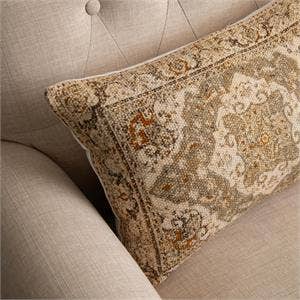 Rust Antique Rug Lumbar Pillow