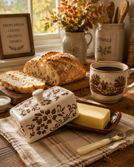 Homestead Ceramic Butter Dish - Brown