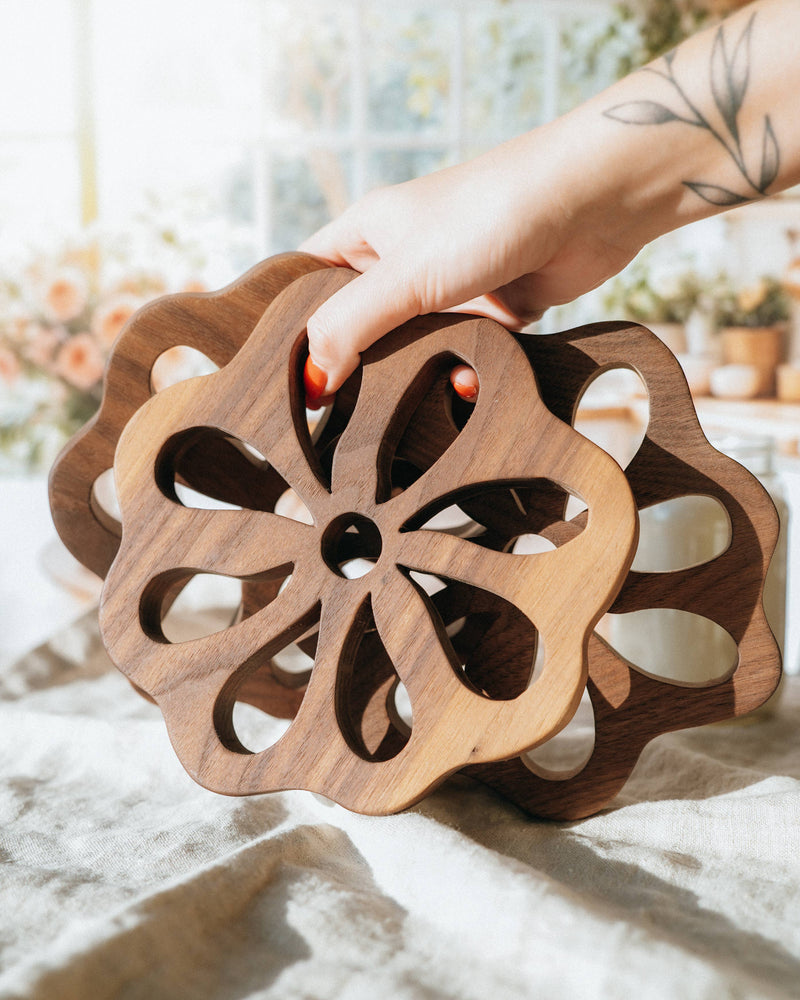 Floral Wood Trivet