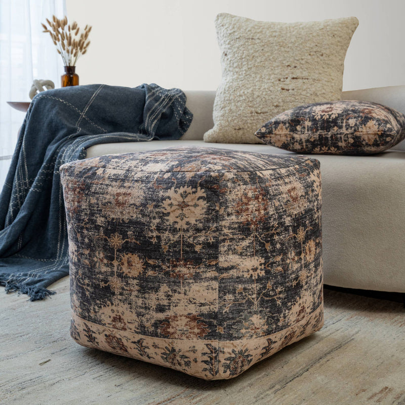 Vintage Floral Pouf Ottoman