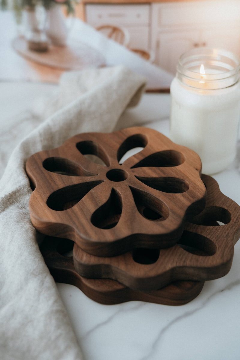 Floral Wood Trivet