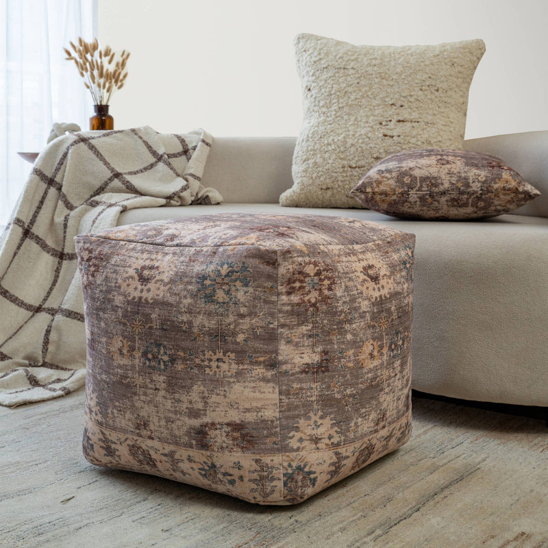 Vintage Floral Pouf Ottoman