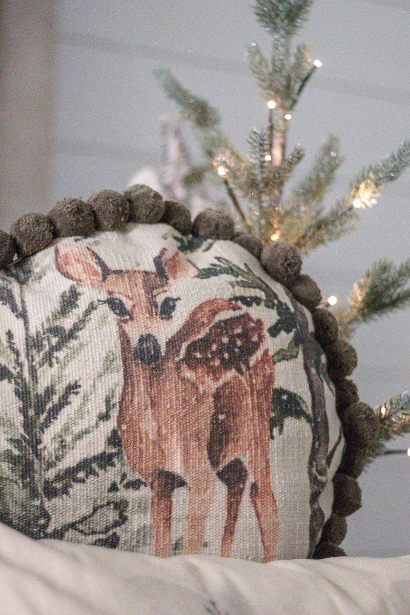Deer Pom Pom Pillow