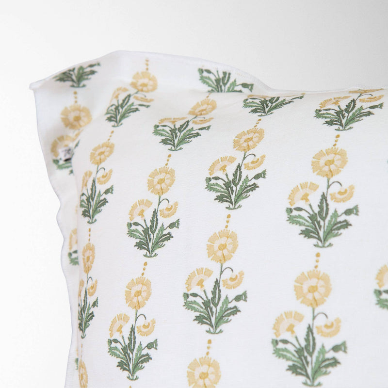 Amalthea Linen Block Print Pillow Cover in Gold