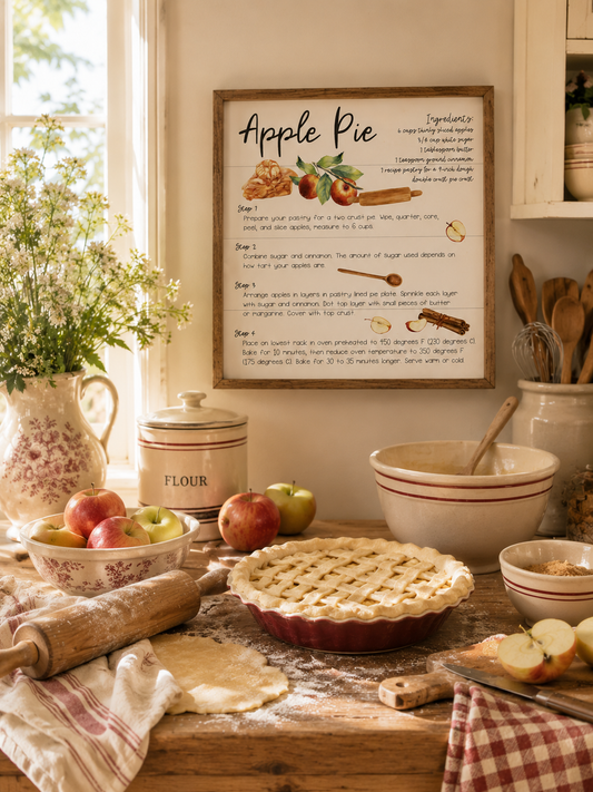 Apple Pie Recipe Farmhouse Kitchen Sign