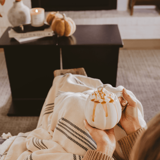 Cream Pumpkin Figural Coffee Mug