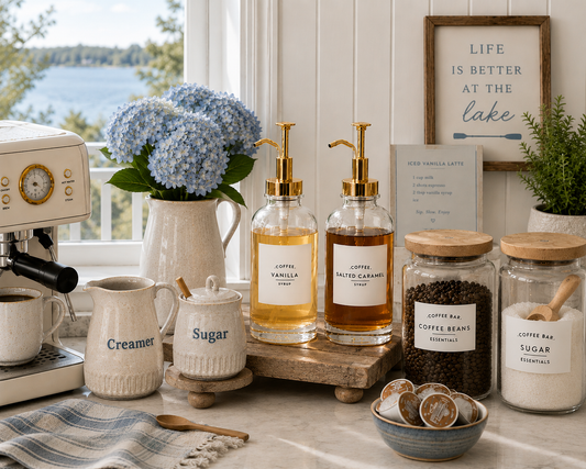 Glass Coffee Syrup Dispenser Set
