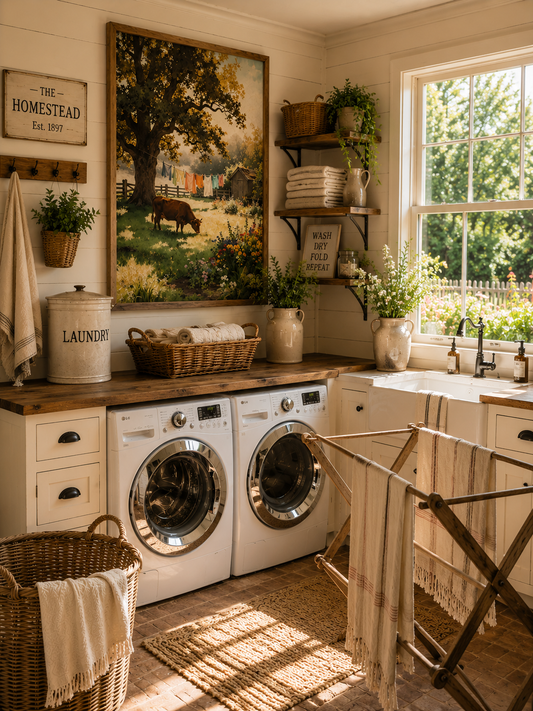 Laundry In The Backyard Farmhouse Laundry Room Wall Art