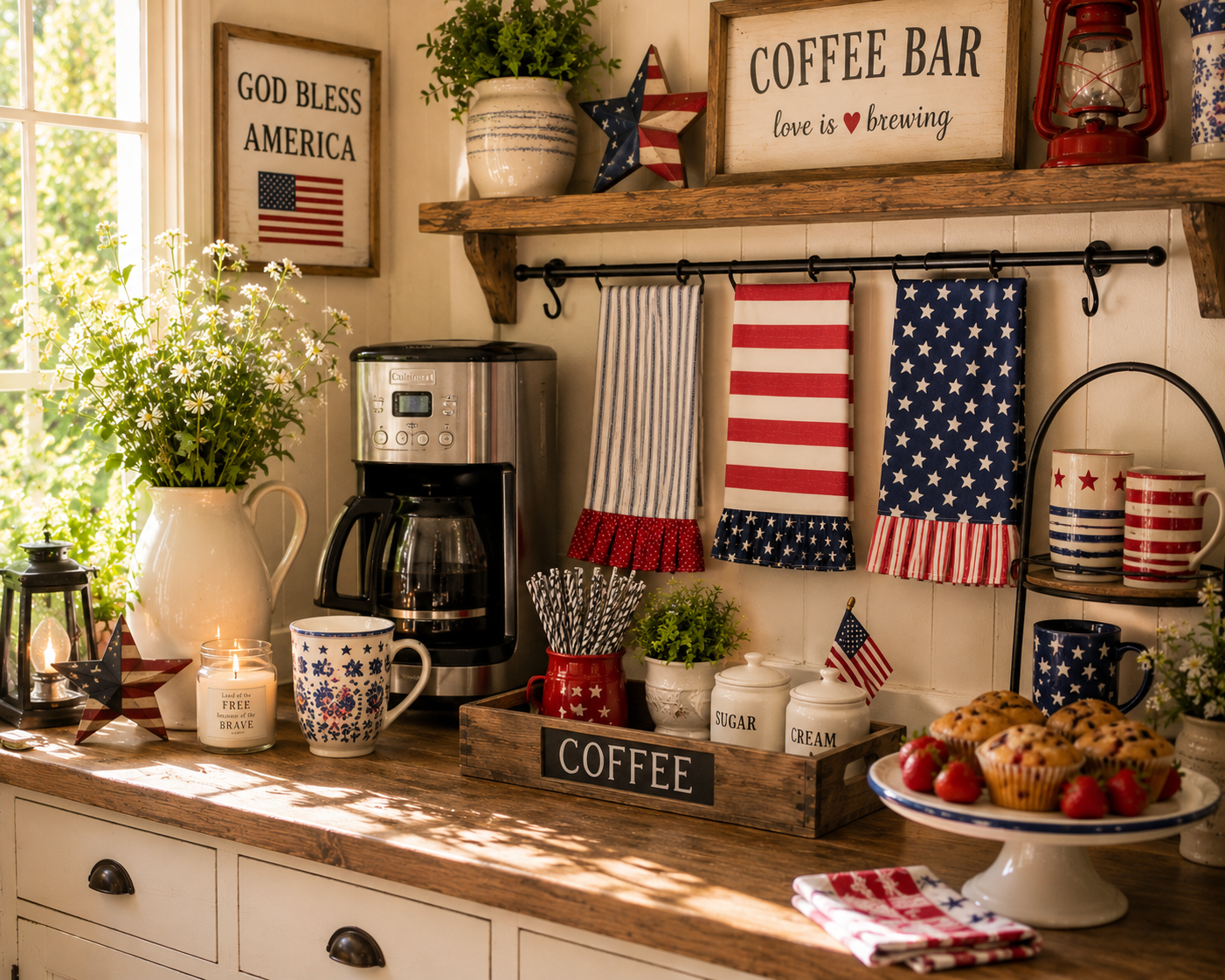 Americana Patriotic Farmhouse Tea Towels Set