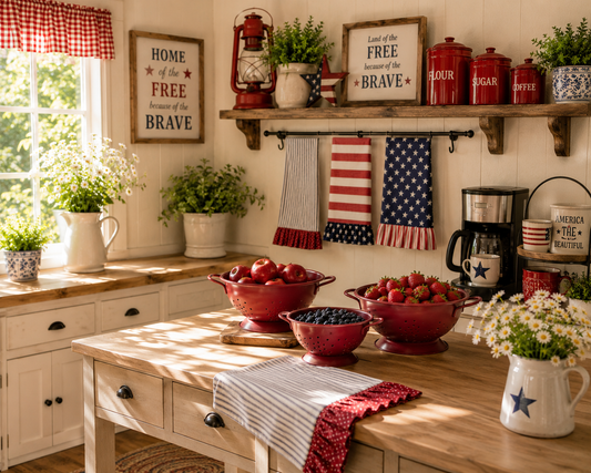 Americana Patriotic Farmhouse Tea Towels Set