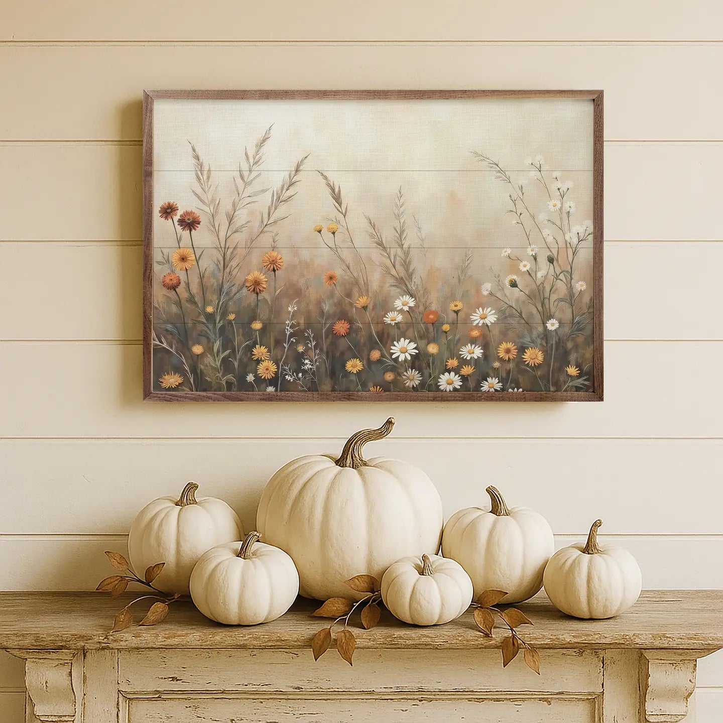 Fall Field with Mums and Daisies - 16 x 10