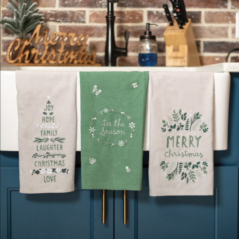 Merry Christmas Greens Kitchen Towel