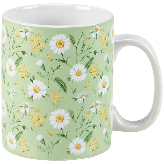 Green Daisy Stoneware Mug - 20oz