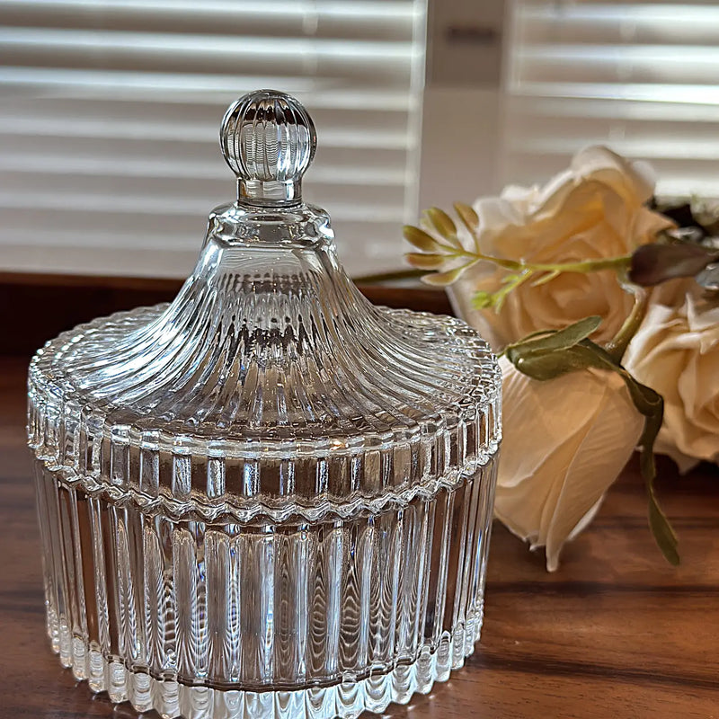 Vintage Ribbed Glass Jar