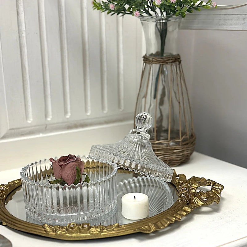 Vintage Ribbed Glass Jar