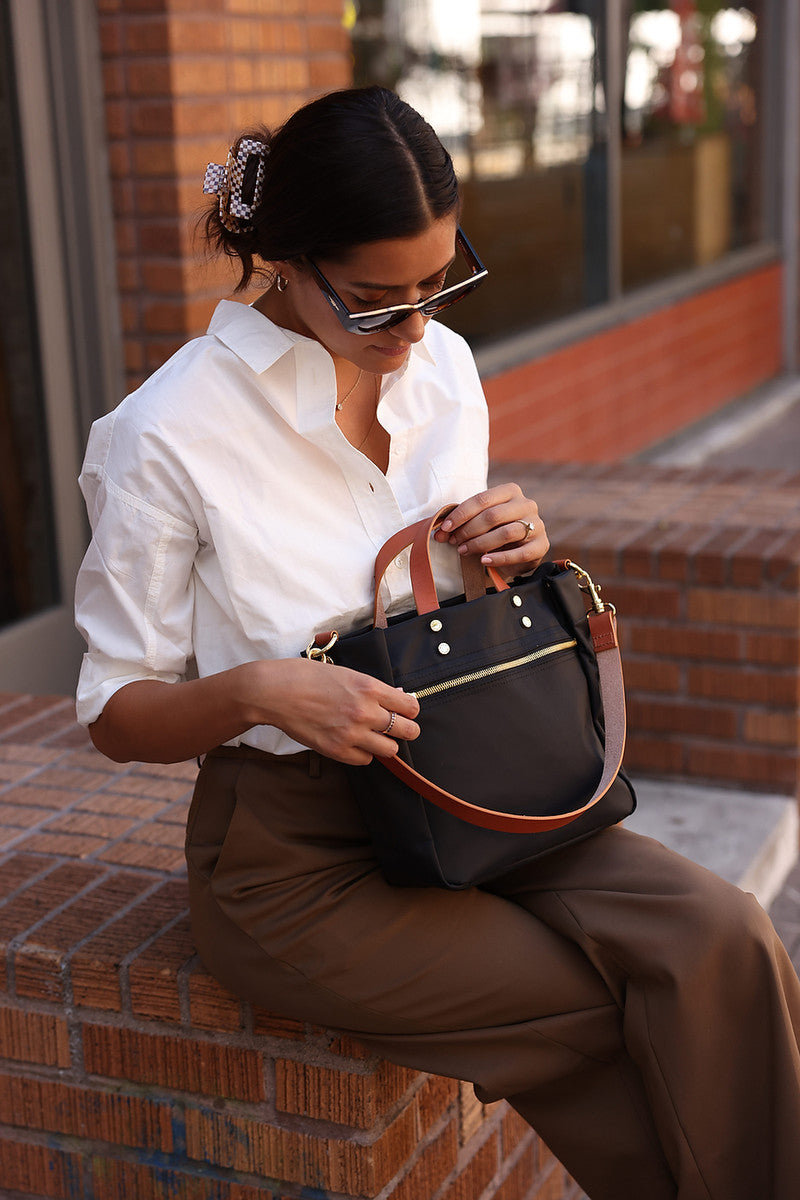 Joey Nylon Tote with Leather Accents