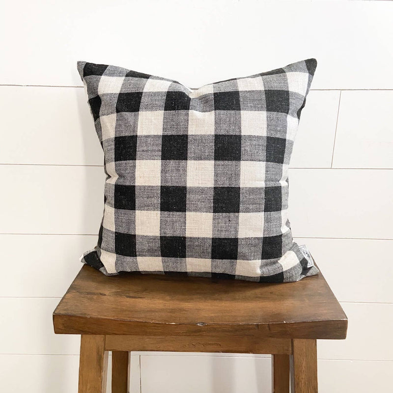 Black and White Woven Buffalo Pillow Cover