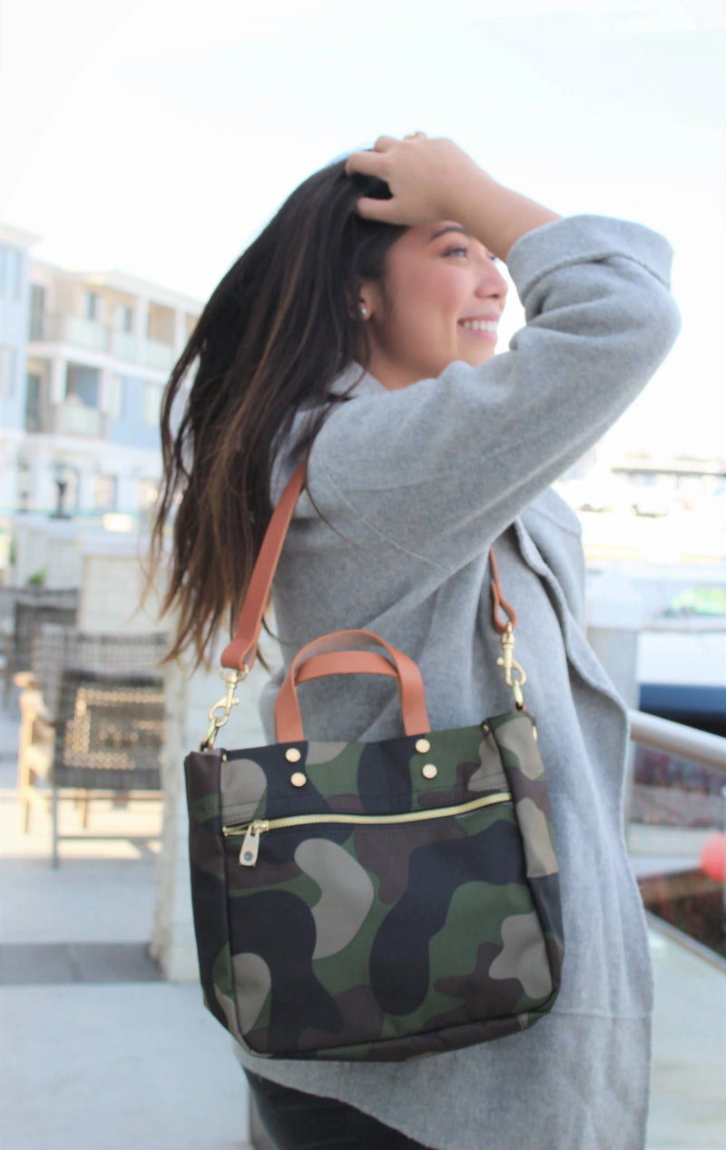 Joey Nylon Tote with Leather Accents