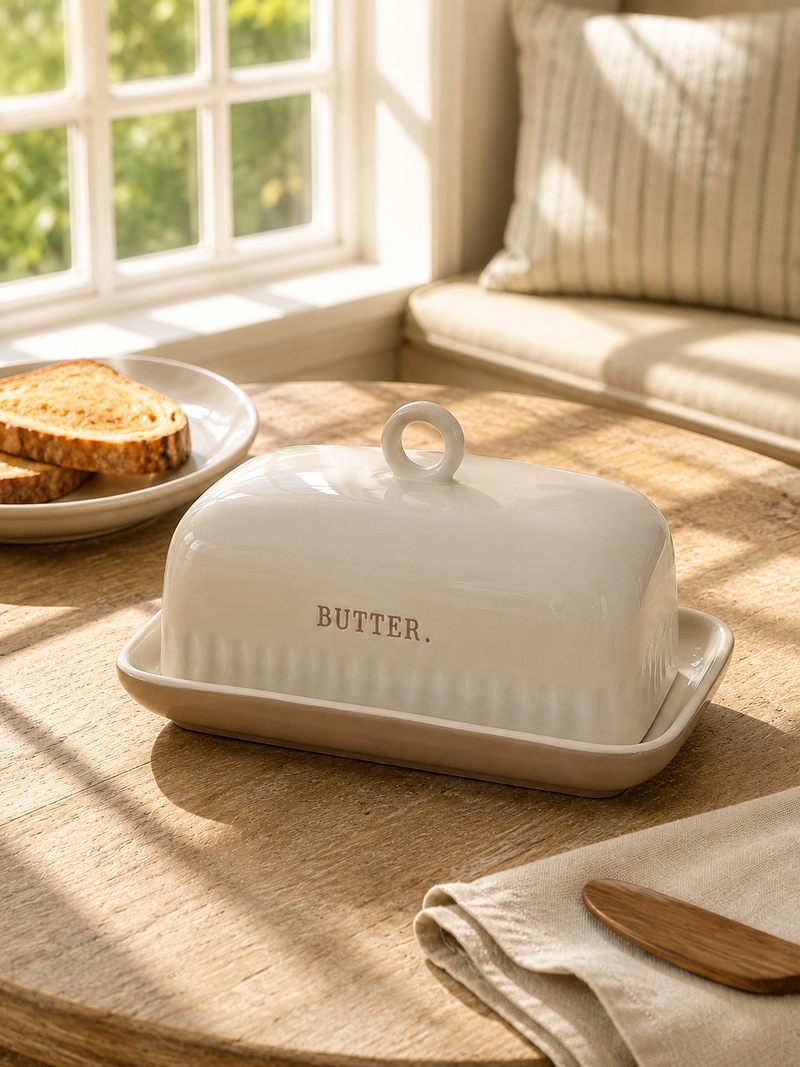 Heirloom Cream Ceramic Butter Dish
