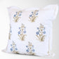 Lucy Hand Painted Block Print Floral Pillow Cover in Blue