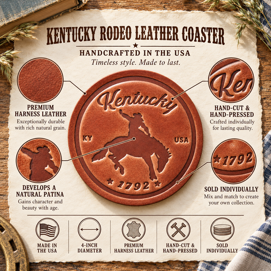 Kentucky Bronco Leather Coaster