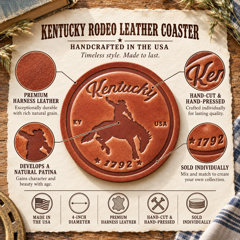 Kentucky Bronco Leather Coaster