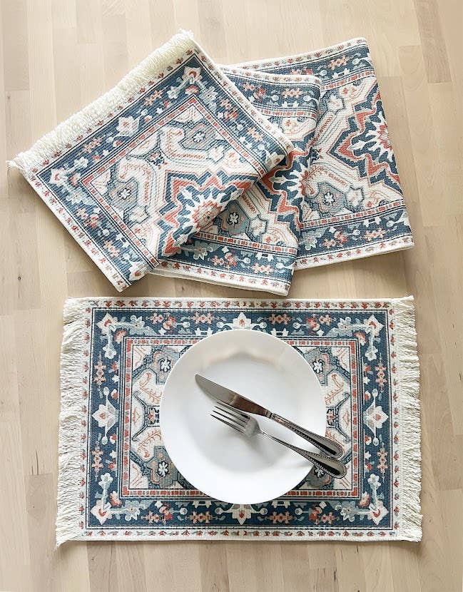 Antique Print Placemat - Navy