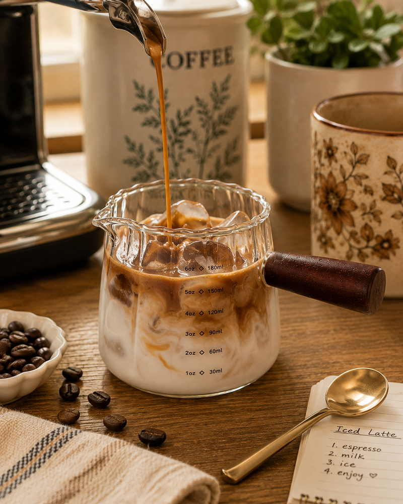 Scalloped Espresso Measuring Glass