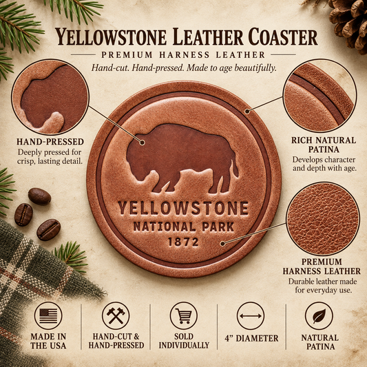 Yellowstone National Park Leather Coaster