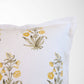 Lucy Hand Painted Block Print Floral Pillow Cover in Gold