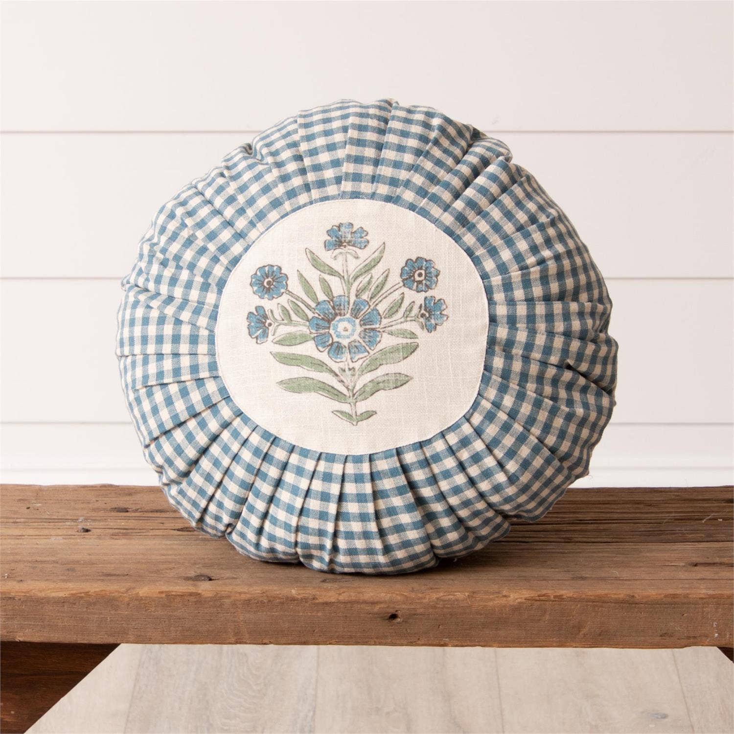 Carolina Blue Round Check Pillow