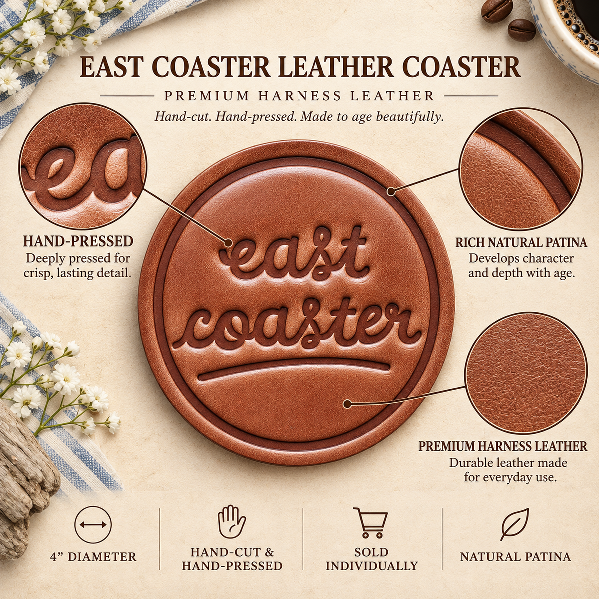 East Coaster Leather Coaster