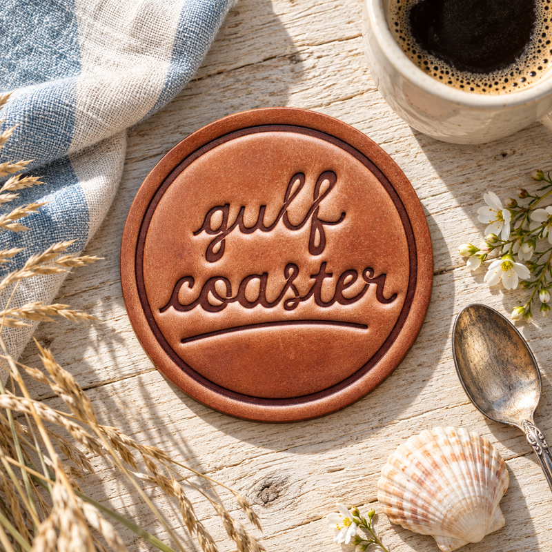 Gulf Coaster Leather Coaster