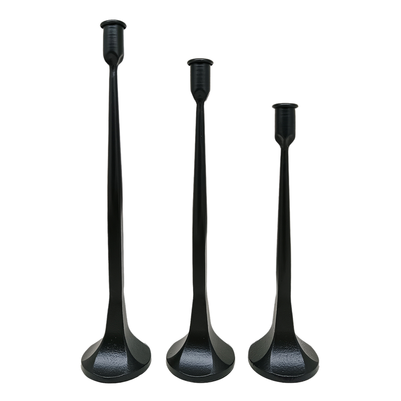 Cast Iron Taper Candle Holders - Set of 3
