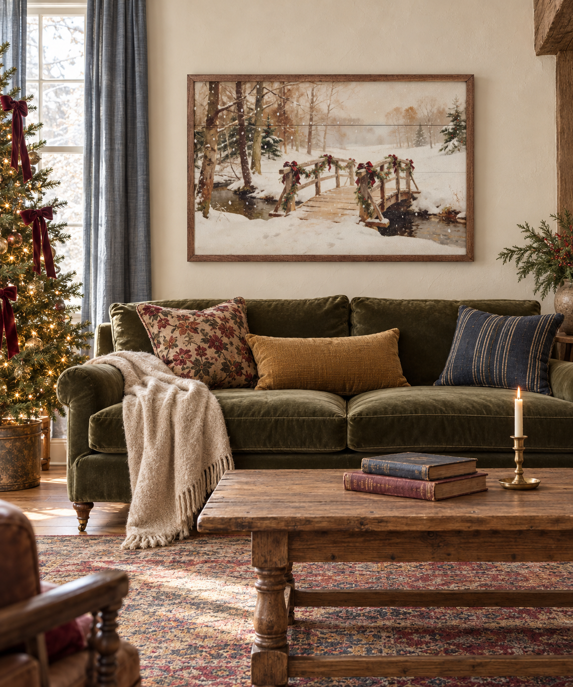 Vintage Holiday Bridge | Christmas Wall Decor