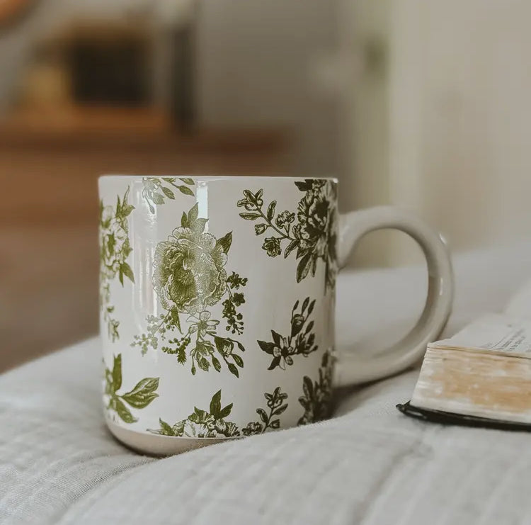 Green Delft Coffee Mug - Stoneware