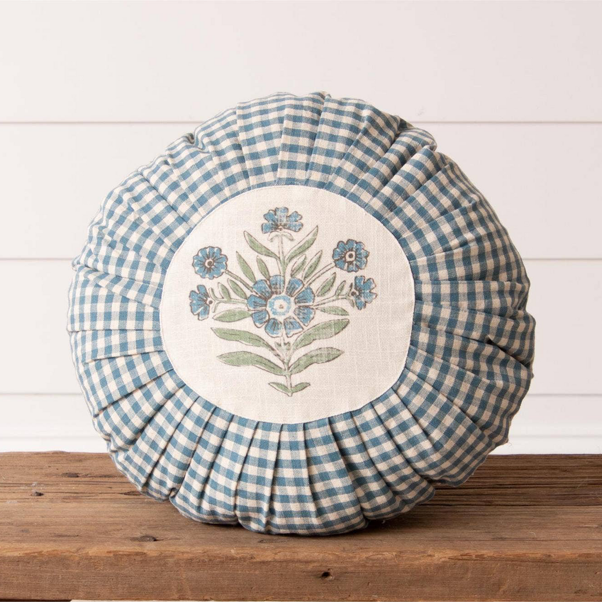 Carolina Blue Round Check Pillow
