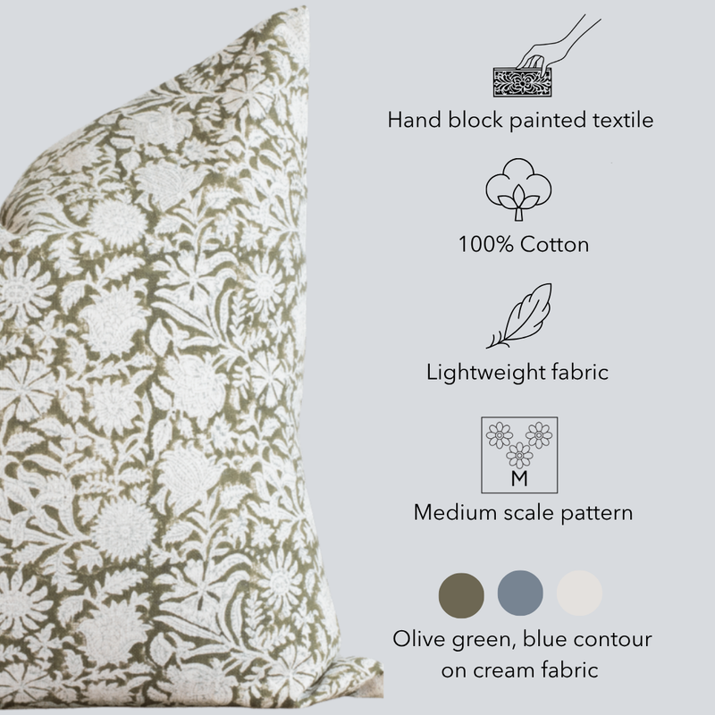 Jardim Floral Block Printed Pillow Cover