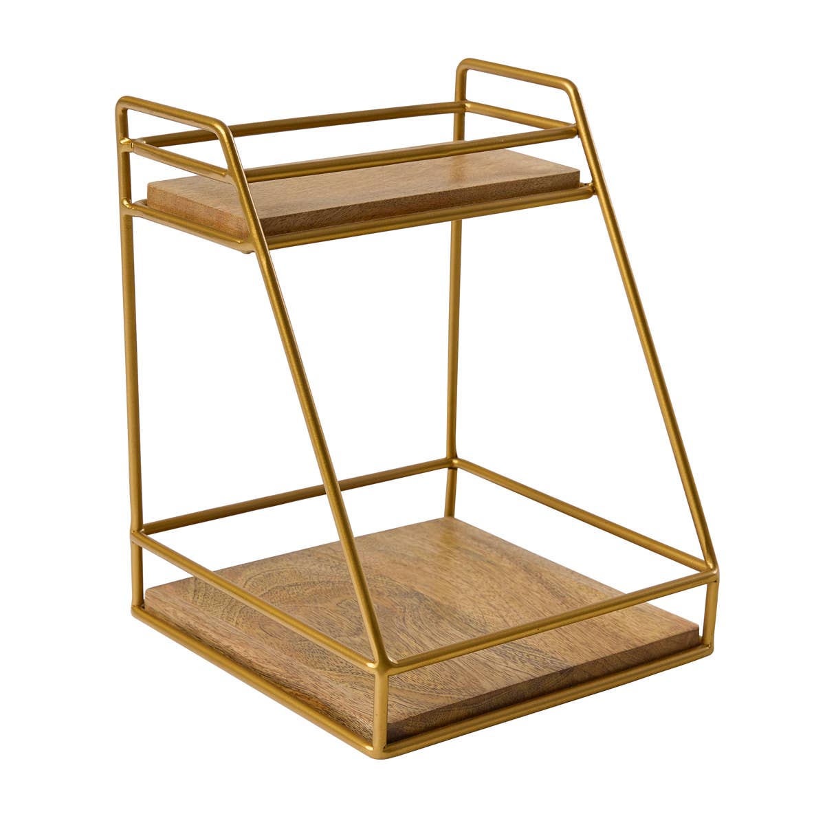 wood and gold countertop organizer