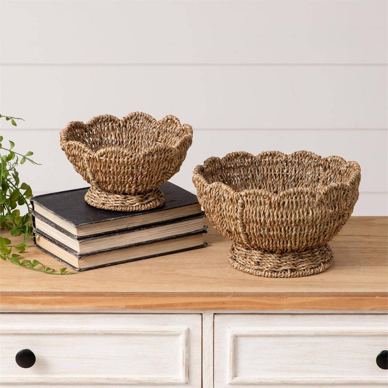Scalloped Edge Seagrass Bowl Set