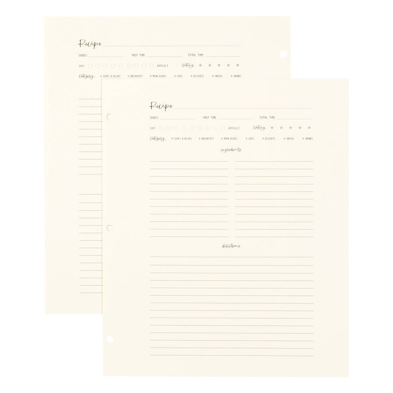 Large Recipe Page Set