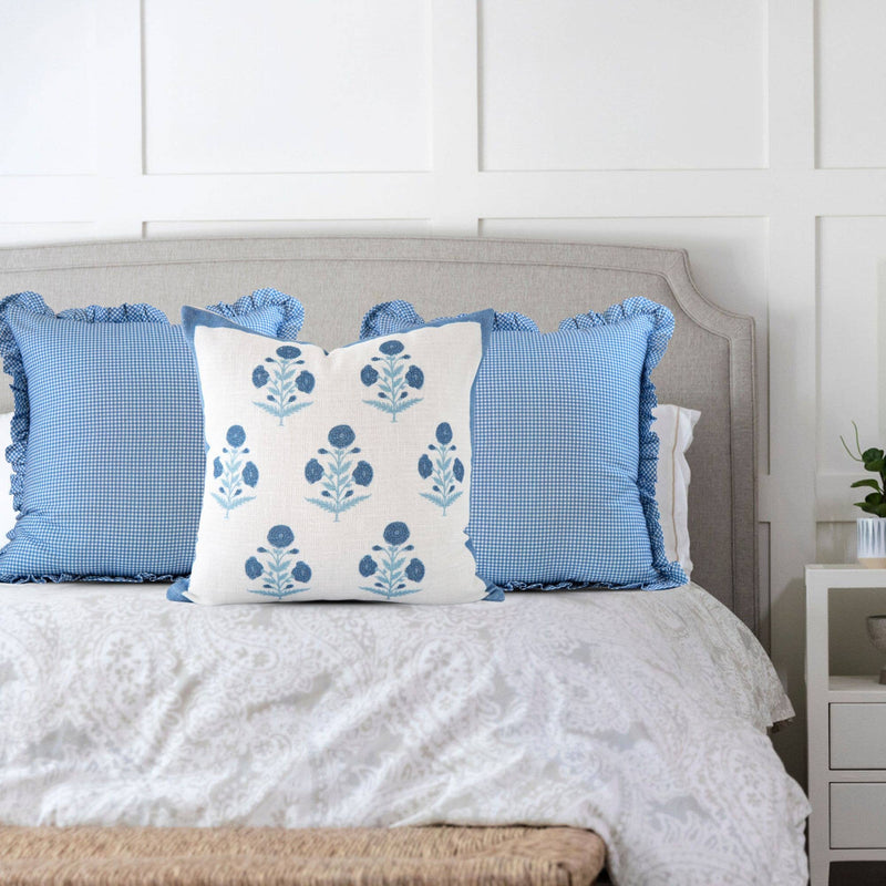 Savannah Micro Gingham Pillow Cover in Blue