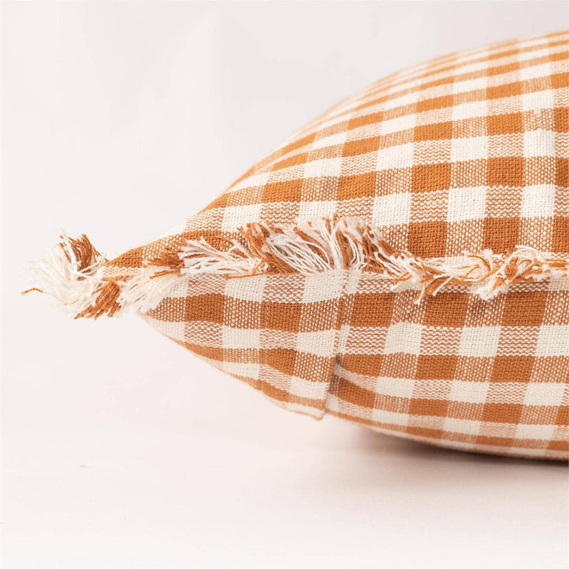 Rust and Cream Check Pillow