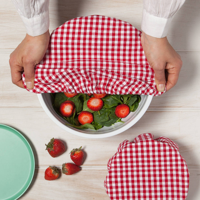Red Gingham Bowl Covers | Set of 2