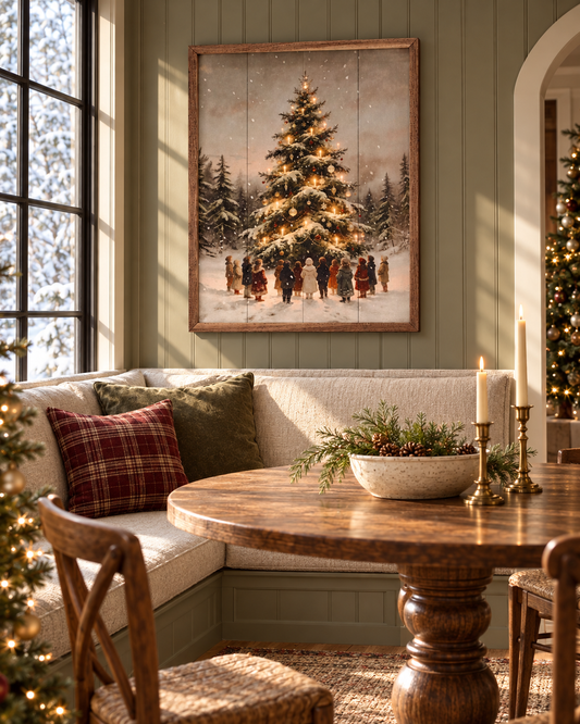 Gathering Around The Christmas Tree | Christmas Wall Decor