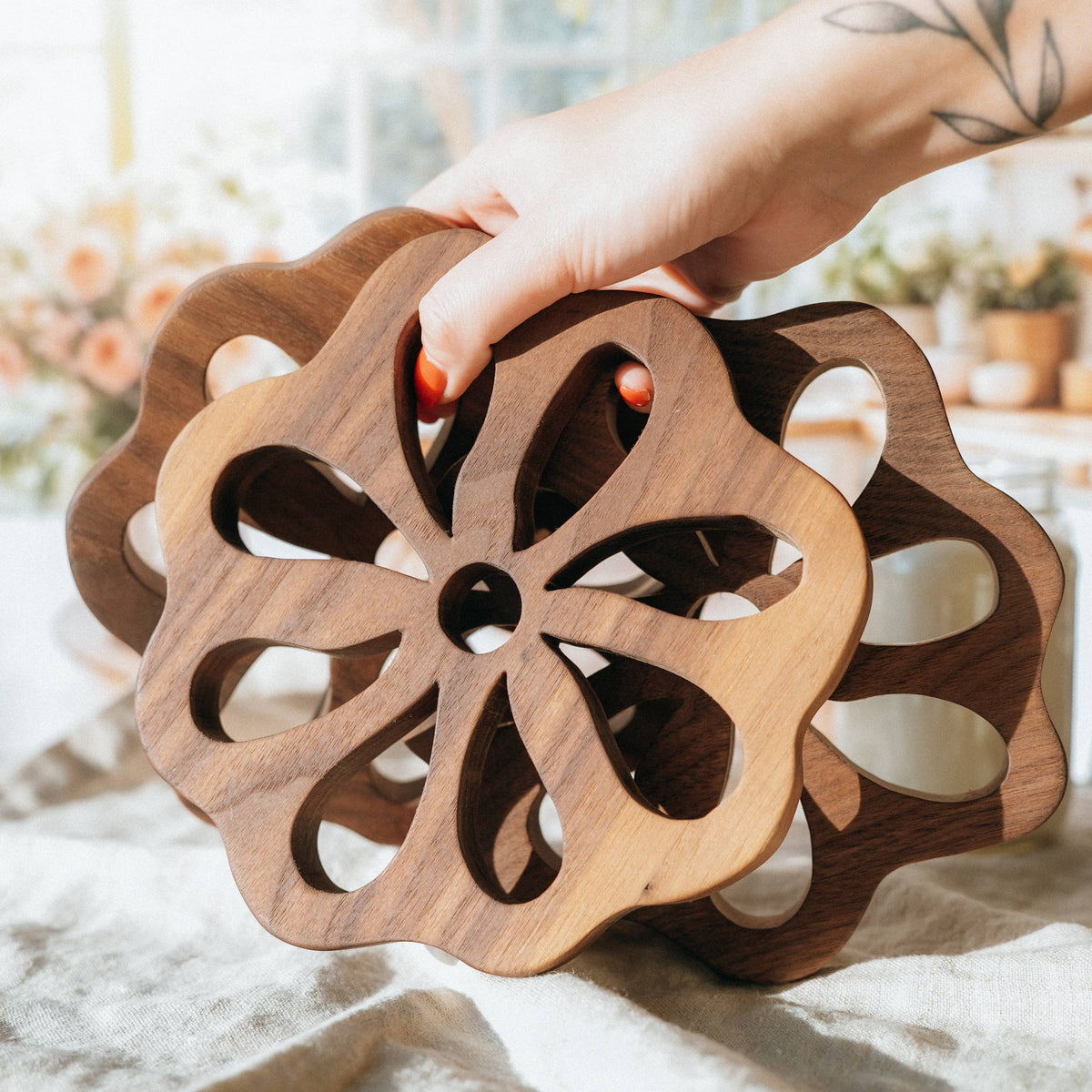 Floral Wood Trivet