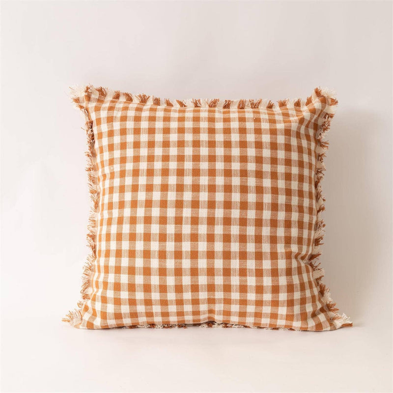 Rust and Cream Check Pillow