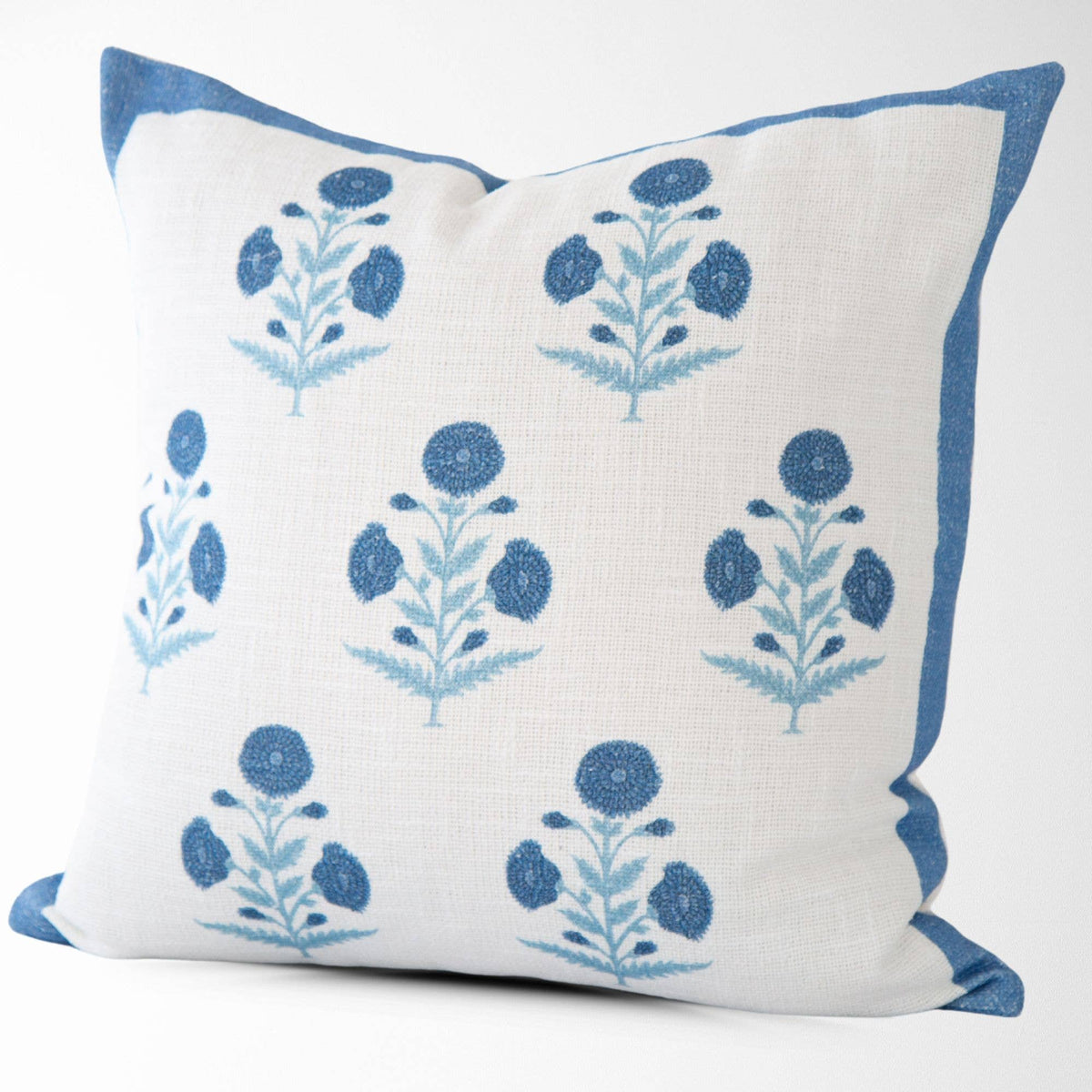 Seraphina Mughal Flower Pillow Cover in Blue
