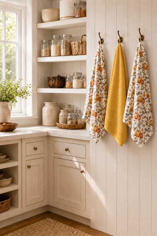 Pumpkin Floral Kitchen Towel Set - Set of 3