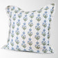 Amalthea Linen Block Print Pillow Cover in Blue